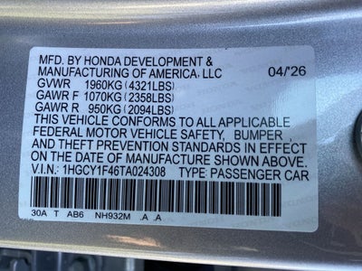 2026 Honda Accord SE