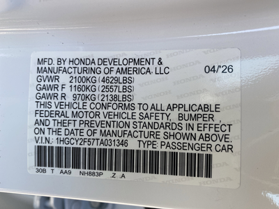 2026 Honda Accord Hybrid Sport