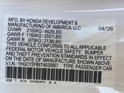 2026 Honda Accord Hybrid Touring