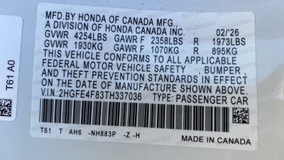 2026 Honda Civic Hybrid Sport