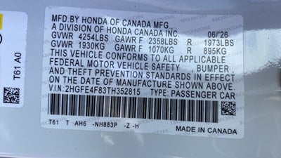 2026 Honda Civic Hybrid Sport
