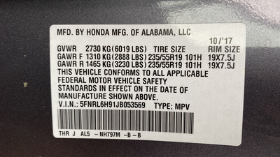 2018 Honda Odyssey Elite