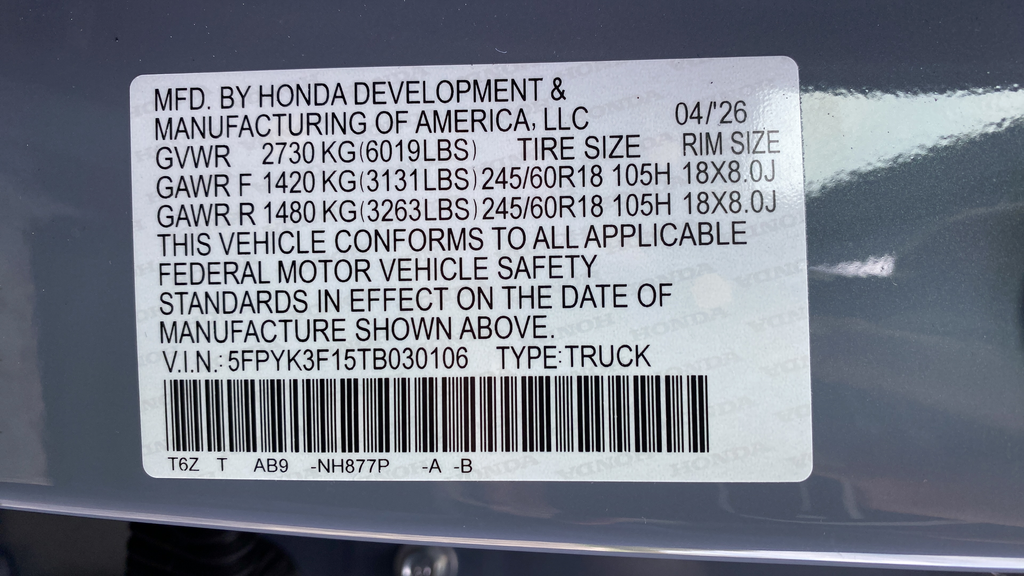 2026 Honda Ridgeline Sport