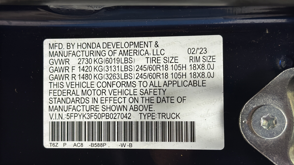 2023 Honda Ridgeline RTL