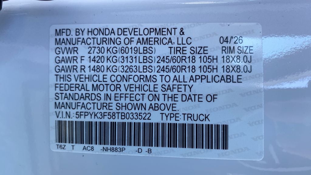 2026 Honda Ridgeline RTL