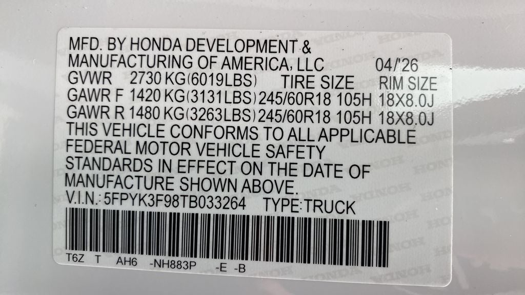 2026 Honda Ridgeline Black Edition
